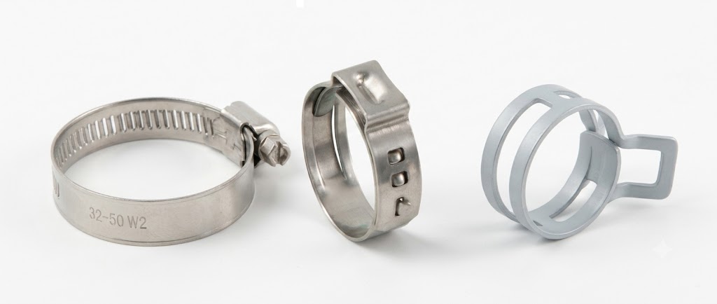 Stainless Steel Hose Clamp Range — Worm-Drive, Stepless Ear & Spring Band